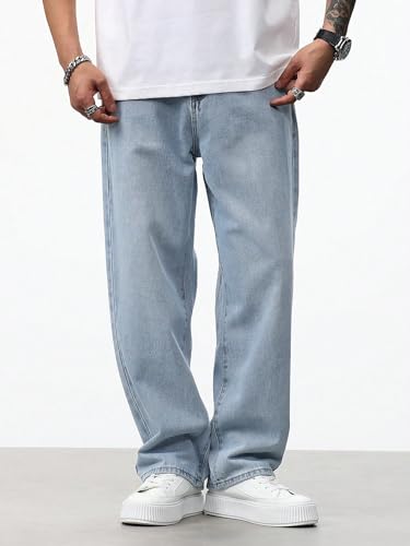 Image of URBAN POCKETS Jeans for Men | Denim Jeans | Relaxed Fit | Baggy Style | Wide Leg | Streetwear | Casual Wear | Everyday Comfort (U-20-21)