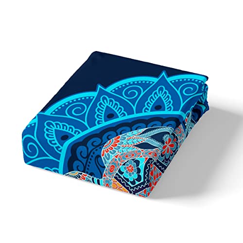 Turtle Duvet Cover King,Mandala Floral Boho Watercolor Bedding Set 3Pcs For Kids Girls Adults Room Decor,Sea Blue Geometric Diamond Hexagon Comforter Cover Sea Life Luxury Quilt Cover,2 Pillowcases #TOP3