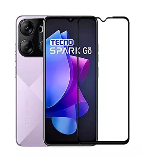 Image of ZARALA Tecno Spark Go 2023 Imported HD Plus Tempered Glass Full Edge Coverage Screen Protector HD Clear Bubble-free, Anti-scratch Tempered Glass Designed For Tecno Spark Go 2023