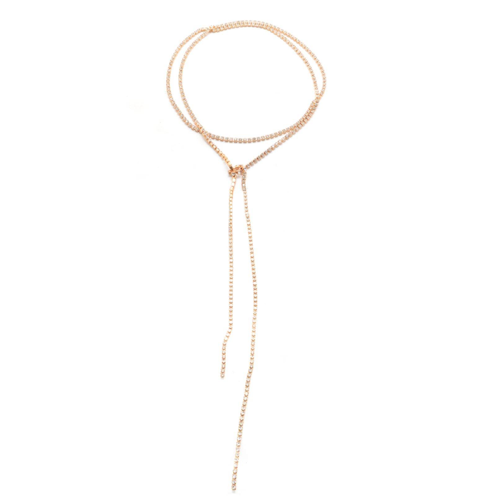 Collana Girocollo con Catene per Il Corpo Collana Lunga da Donna con Strass Dorati Collana Lunga in per la Festa Nuziale di Natale