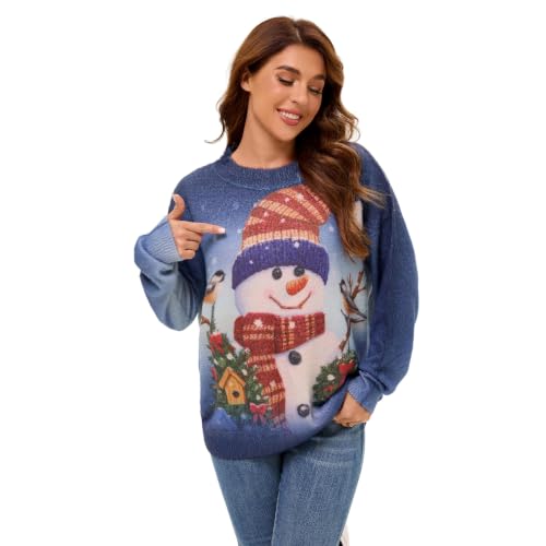 Image of Women's Oversized Graphic Print Knit Pullover Sweater