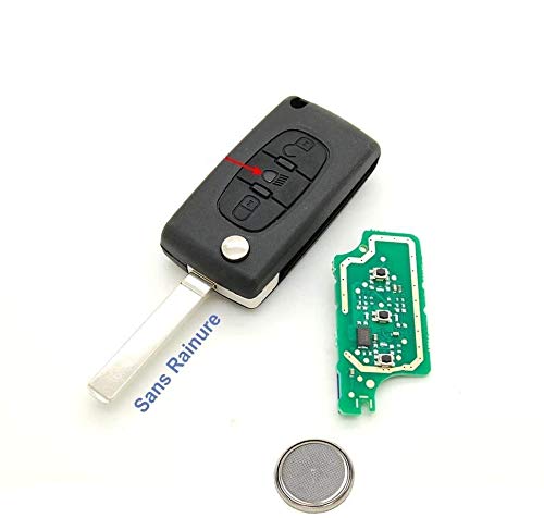 Llave electrónica para programarla con 3 botones con ranura para Citroën C4 Picasso.