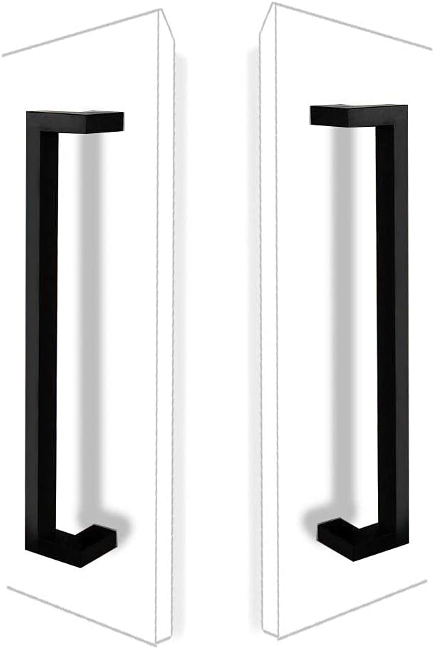 Modern Stainless Steel Sliding Door Handle Set for Solid Wood and Fiberglass Doors Office Door Pull Hardware (16.7 inches)