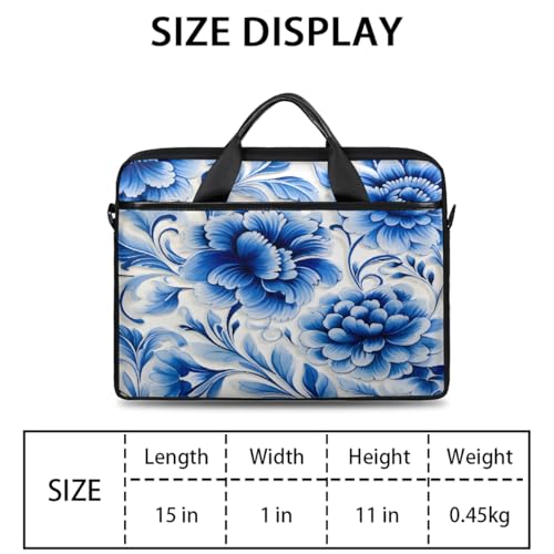 Bolsa para laptop con patrón floral azul 15 pulgadas miniatura 2