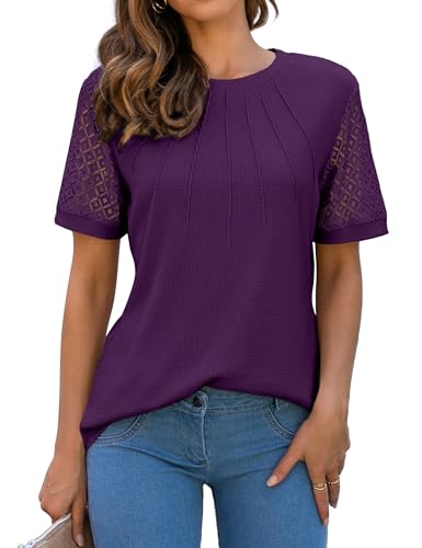 Blooming Jelly Women's Dressy Casual Blouses Business Work Tops Short Sleeve Waffle Knit Shirts 2025 Summer Outfits