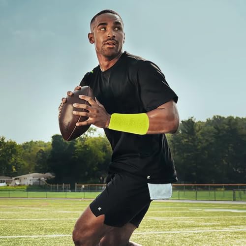 Image of 6 Inch Wrist Sweatbands Tennis Wrist Bands Absorbent Sweat Band for Men and Women Sport Long Wrist Bands, Breathable Cotton Athletic Sweatbands for Basketball, Workout, Running (4 Pack)