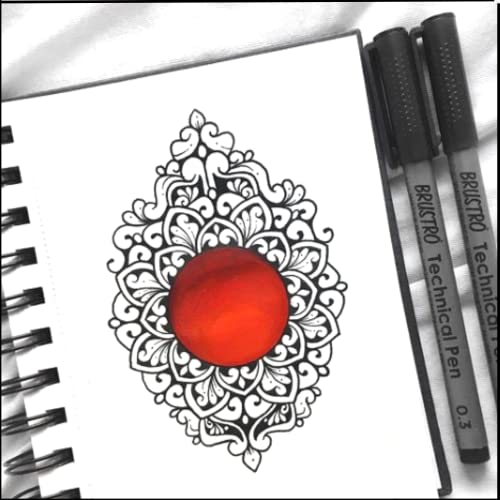 Image of Brustro Technical Pen Black (Set of 6) with Brustro Ultra Smooth Bristol 250 GSM A4 - (Pack of 12 Sheets)