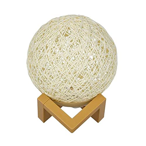 Image of 3D USB Acrylic Night Light LED Table Desk Bedroom Decor Gift Warm Table Lamp for Bedroom Living Room (Rattan Ball)