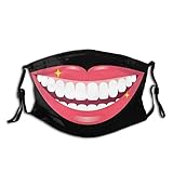 LALLRI Laugh Smiling With White Teeth Graphic Face Masks, Unisex Breathable Reusable Anti-Dust Wind Sun-Proof Fashion Mouth Cover