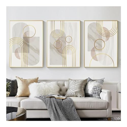 Tableau sur toile marbre géométrique doré JGGXHM déco minimaliste 3 pièces 85x120cm