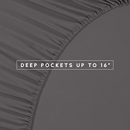 Elegant Comfort® Wrinkle Resistant - Silky Soft Dobby Stripe Bed-In-A-Bag 8-Piece Comforter Set -Hypoallergenic - Full/Queen, Gray #TOP5