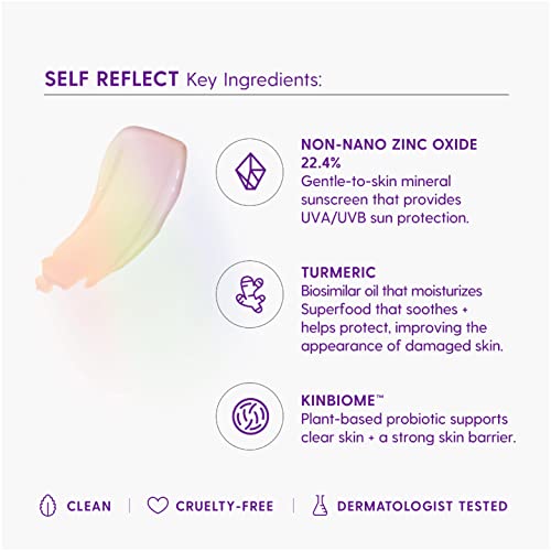 Kinship Self Reflect Probiotic Moisturizing Facial Sunscreen - Zinc Oxide Spf 32 Sheer Mineral Sunscreen - Reef Safe Spf Moisturizer For Glowing Skin, Cruelty Free (1.75 Oz) #TOP2