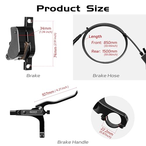 DYISLAND SD-230X MTB Hydraulic Disc Brake Set 4-Pistons/2-Pistons,Aluminum Front and Rear Two-Finger Brake Levers,Brake Kit for Mountain Bike/Fat Bike/Folding Bike(Black/2-Pistons)