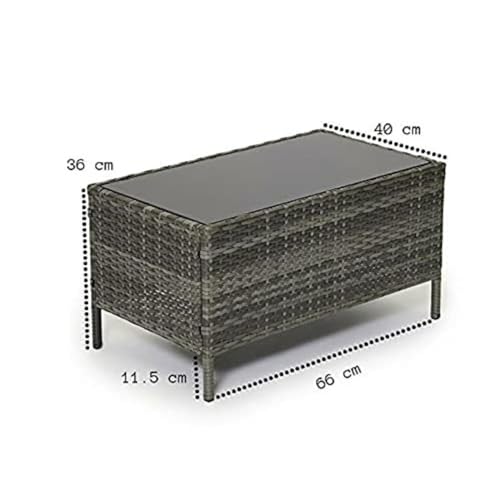 EVRE Grey Rattan Garden Furniture Set Patio Conservatory Balcony Indoor Outdoor 4 Seater Piece Glass Top Coffee Table Modular Sofa Loveseat with Cushions - Image 5