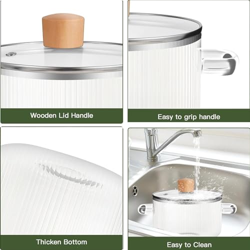 Glass Pots for Cooking on Stove - 1.6L/54oz Heat Resistant Borosilicate Glass Cookware Stovetop Pot Set - Simmer Pot with Cover Safe for Soup, Milk, Baby Food by Frypay - Image 5