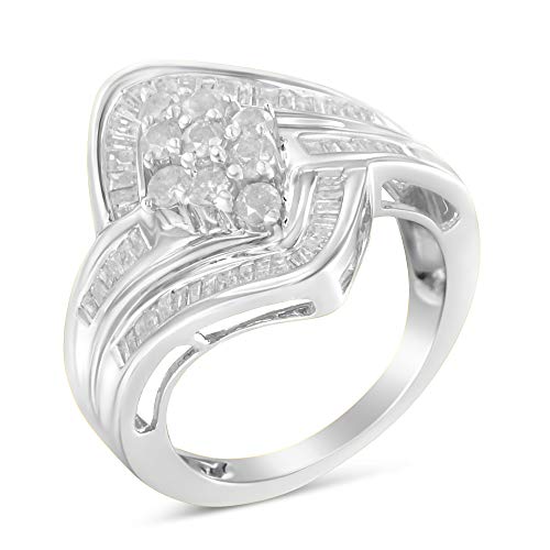 Original Classics 10K White Gold Diamond Bypass Cluster Ring (1 Cttw, I-J Color, I2-I3 Clarity) - Size 7