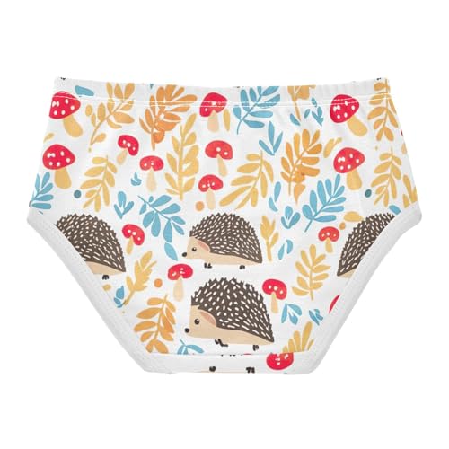 Cute Hedgehogs Colorful Leaves Cute Panties Girl Toddler Underwear Custom Cotton Fun Briefs Kids Undies 2t2