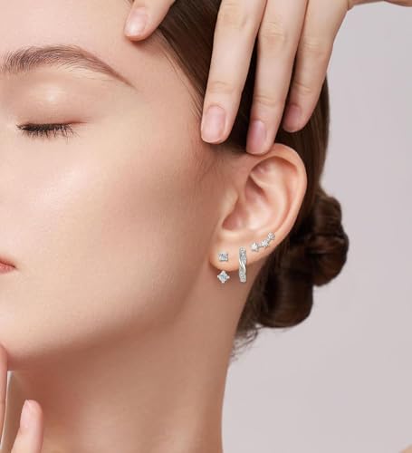 Hypoallergenic Sterling Silver Stud Hoop Earrings for Women Flat Back Earrings Small Huggie Hoops Cartilage Earring Set for Multiple Piercing Trendy Jewelry Gifts for Women4