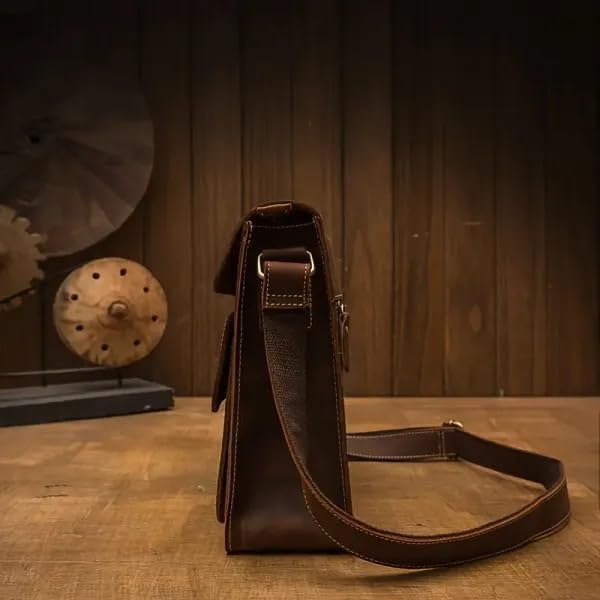 Bolso Mensajero Vintage de Cuero para Tablet para Hombre miniatura 6