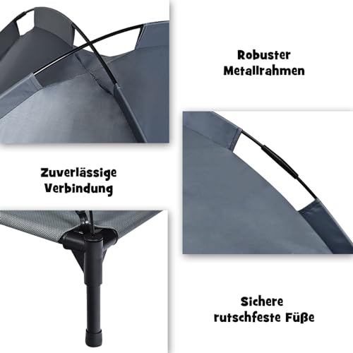 SOARS Hundeliege, Hundebett mit Baldachin abnehmbar, erhöhtes Hundesofa, Haustierbett, Katzenliege, Katzenbett für Indoor & Outdoor (90 x 81 x 86cm)
