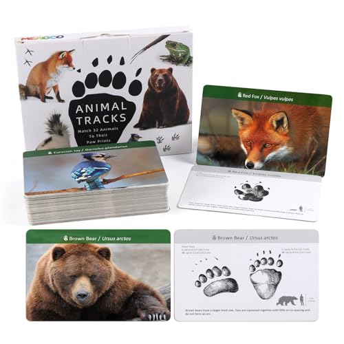Image of MEROCO Forest Animals Tracks Cards for Kids,Animal Tracks Matching Game Flash Cards,Homeschool Animal Games Kids Learning Educational Toys Preschool Autism Learning Materials