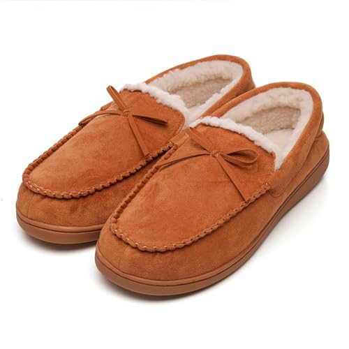 Pantoufles mocassins homme à semelle rigide antidérapante et doublure polaire d'hiver