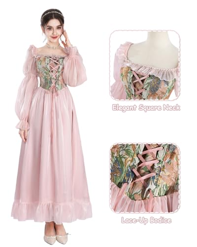 Image of NSPSTT Women Girls American Pioneer Colonial Dress Prairie Costume