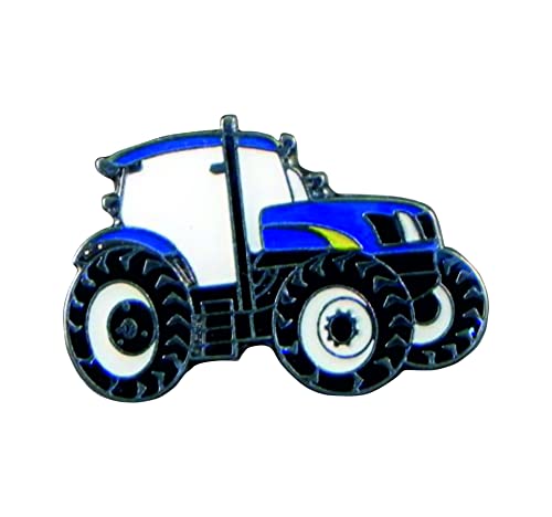 Broche en métal émaillé Ferme tracteur Bleu