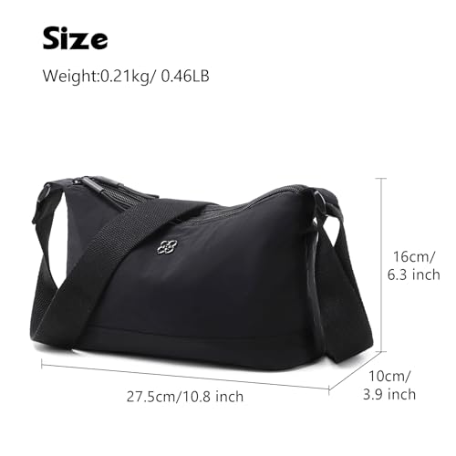 Image of Eslcorri Lightweight Nylon Crossbody Bag for Women, 3 Pocket Casual Shoulder Purse with Adjustable Strap for Travel Daily Use | Well-organized
