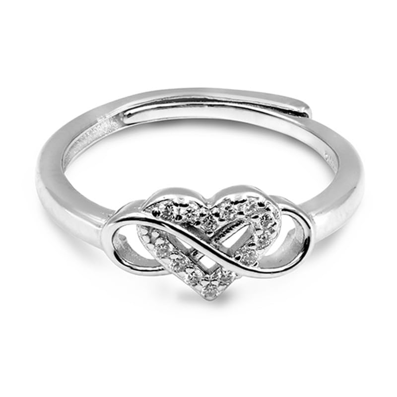 Infinity Heart Propose Silver Ring Adjustable | Gift for Wife | Girlfriend | Premium Box | Valentine Day, Raksha Bandhan, Rakhi, 925 Hallmark, Certified, Elegant-image-33