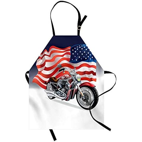 Delantal de Cocina ABAKUHAUS americano, Moto y bandera estadounidense Cover