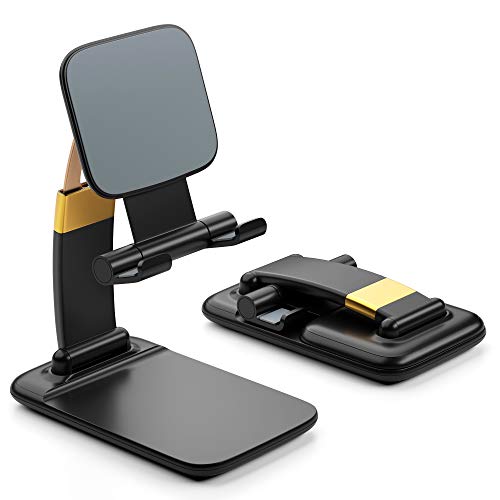 ELOVEN Cell Phone Stand Adjustable Angle Height Mobile Phone Holder Foldable Desk Stand Compatible with Smartphone Tablet 4.7 -10.5  Protable Phone Carrier Cellphone Cradle White Black