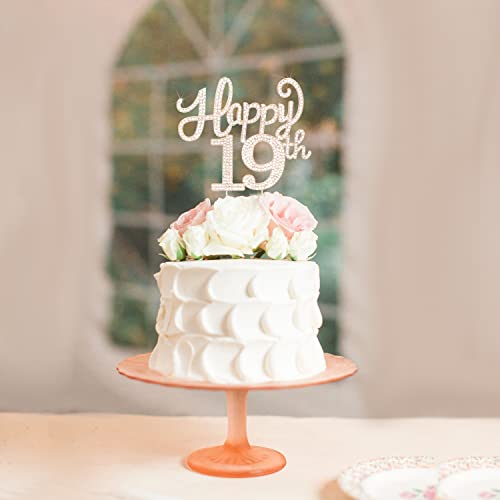 Happy 19Th Birthday Decorations,19Th Birthday Gold Rhinestone Cake Topper - Cheers To Nineteen Years Old Bday Party Metal Sparkly Cake Centerpieces Sign. #TOP1