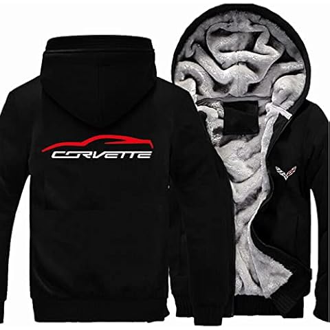 Men's Zip Up Hoodie, Heavyweight Winter Corvette Sweatshirt Fleece Sherpa Lined Warm Jacket Cover