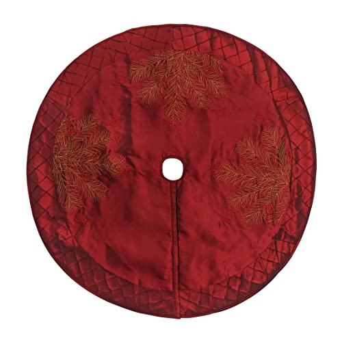 XSem-Deluxe-Embroidered-Pine-Branches-Cherry-with-Pintuck-BorderExtra-LargeChristmas-Tree-Skirt-50 XSem Deluxe Embroidered Pine Branches Cherry with Pintuck BorderExtra LargeChristmas Tree Skirt 50