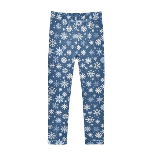 Girls' Athletic Leggings Ankle Length Yoga Dance Pants Kids Teen 4T White Snowflakes
