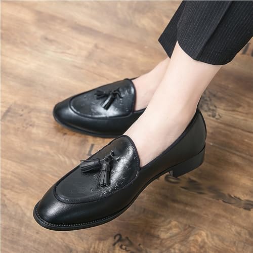Mens Tassel Loafers Shoe Leather Resistant Flat Heel Flexible Prom Walking Slip On2