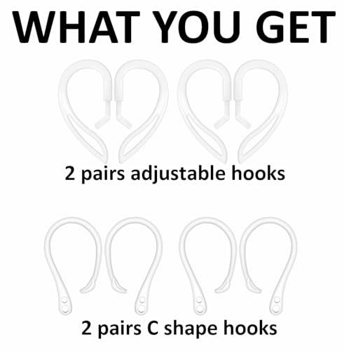 A-Focus 4 Pairs Ear Hooks for AirPods 4, AirPods Pro 2 and AirPods 3 2 1, Anti-Slip, Ergonomic Design, Adjustable Sport Clip Accessories Comaptible AirPods 4th, 3rd, 2nd, 1st EarHook Set 4 Pairs White by A-Focus - Used condition - Image 3