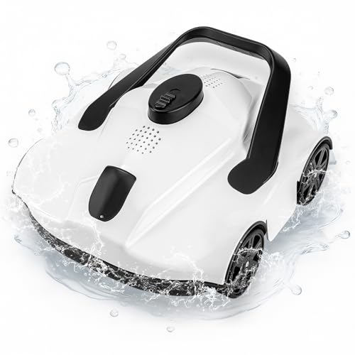 Cordless Robotic Pool Vacuum Cleaner with 130-Min Runtime, Self-Parking Technology for Above-Ground Pools up to 860 Sq.Ft, Efficient Filtration & Portable Design