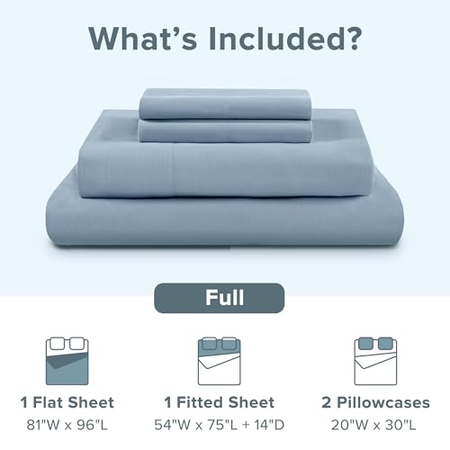 Image of Comfort Spaces 100% Cotton Percale Sheets Full Sheet Set 4 Pcs, Blue