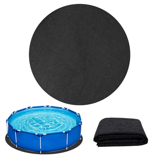 Tapis de Sol pour Piscine et Bains à Remous Extérieurs, 2m Rond épaissie avec Film PVC Tapis de Sol Piscine, Tapis de Protection Sol et Bâtiment, Feutre...
