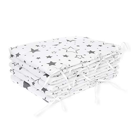 Amilian® Bettumrandung Nest Kopfschutz Nestchen 420x30cm, 360x30cm, 210x30cm, 180x30 cm Gute Nacht Grau Bettnestchen Baby Kantenschutz Bettausstattung (420cm (für das Babybett 140x70cm- rundherum))