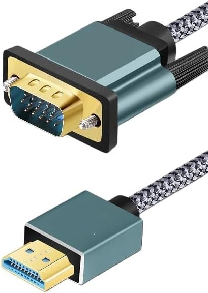 HDMI to VGA Cable, Aluminum Alloy Shell, Nylon Braided Gold-Plated, Compatible with Computers, laptops, projectors(1.8m)