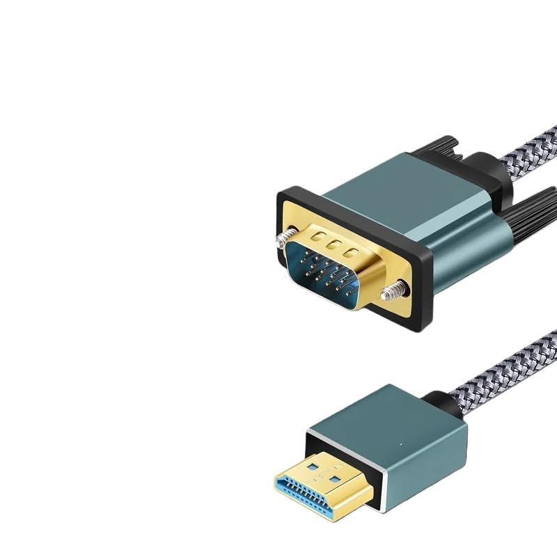 Câble HDMI vers VGA, coque en alliage d'aluminium, nylon tressé plaqué or, compatible avec les ordinateurs, ordinateurs portables, projecteurs (300 cm)