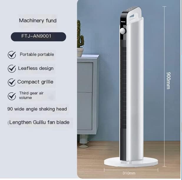 Tower Fan Oscillating Fan Silent Cooling Remote Control Powerful Standing 3-speed Wind Mode Bladeless Floor Fan Portable Bladeless Fan Suitable for children bedroom home office (White heightened mechanical models)