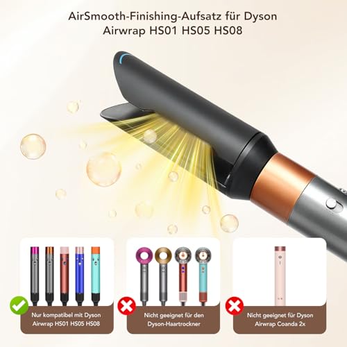 AirSmooth-Finishing-Aufsatz für Dyson Airwrap, zur Verwendung auf trockenem Haar, Nutzt starken Luftstrom, um Spannung für glattere Styles zu erzeugen, kompatibel mit HS01/HS05/HS08, Schwarz