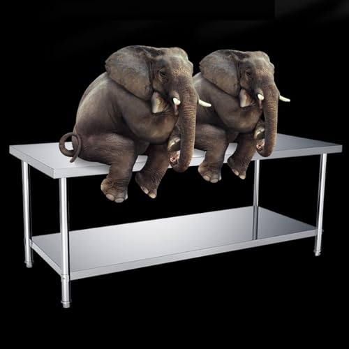 Dwupokładowy stół warsztatowy ze stali nierdzewnej - komercyjny stół do przygotowywania restauracji z otwartymi stojakami do przechowywania pogrubiona metalowa konstrukcja 89 cm x 50 cm x 80 cm