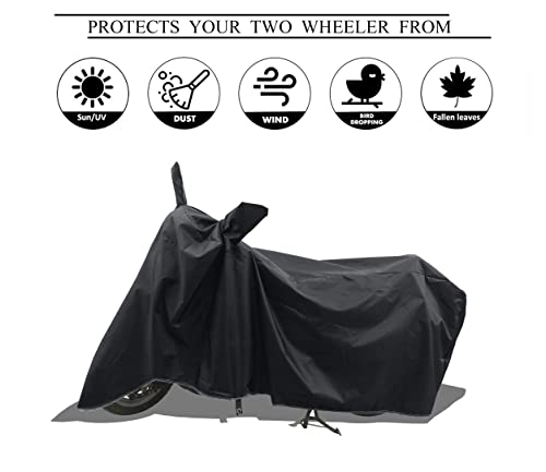 Image of Two Wheeler - Scooty - Bike Cover for Yamaha RX-135 Cover with Water-Resistant and Dust Proof Premium 190T Fabric Entire Black Large