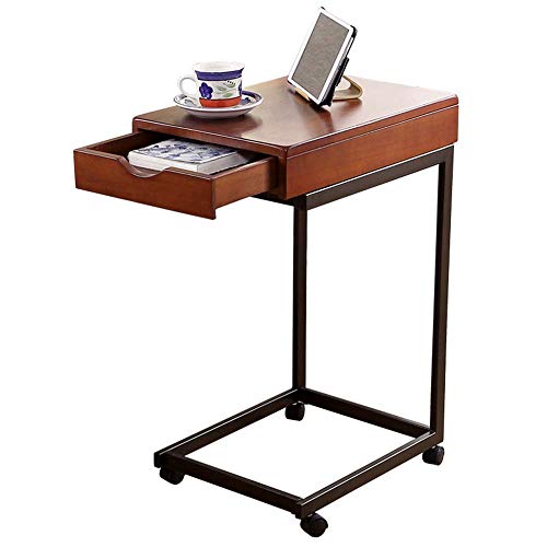 Home&Selected Furniture/Portable Mobile Coffee Table Retro Solid Wood