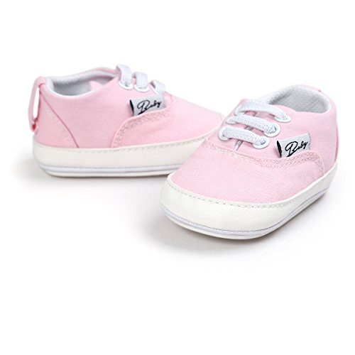 RVROVIC Baby Boys Girls Shoes Canvas Toddler Sneakers Anti-Slip Infant First Walkers 12Color (11cm (0-6months), Pink)